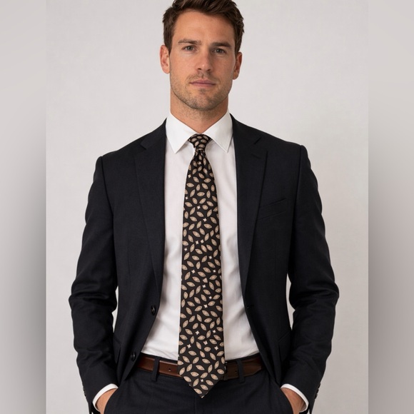 Carlos Devenezia Other - Carlos Devenezia Silk Tie Roma Barcelona Brown Geometric Classic(B123)